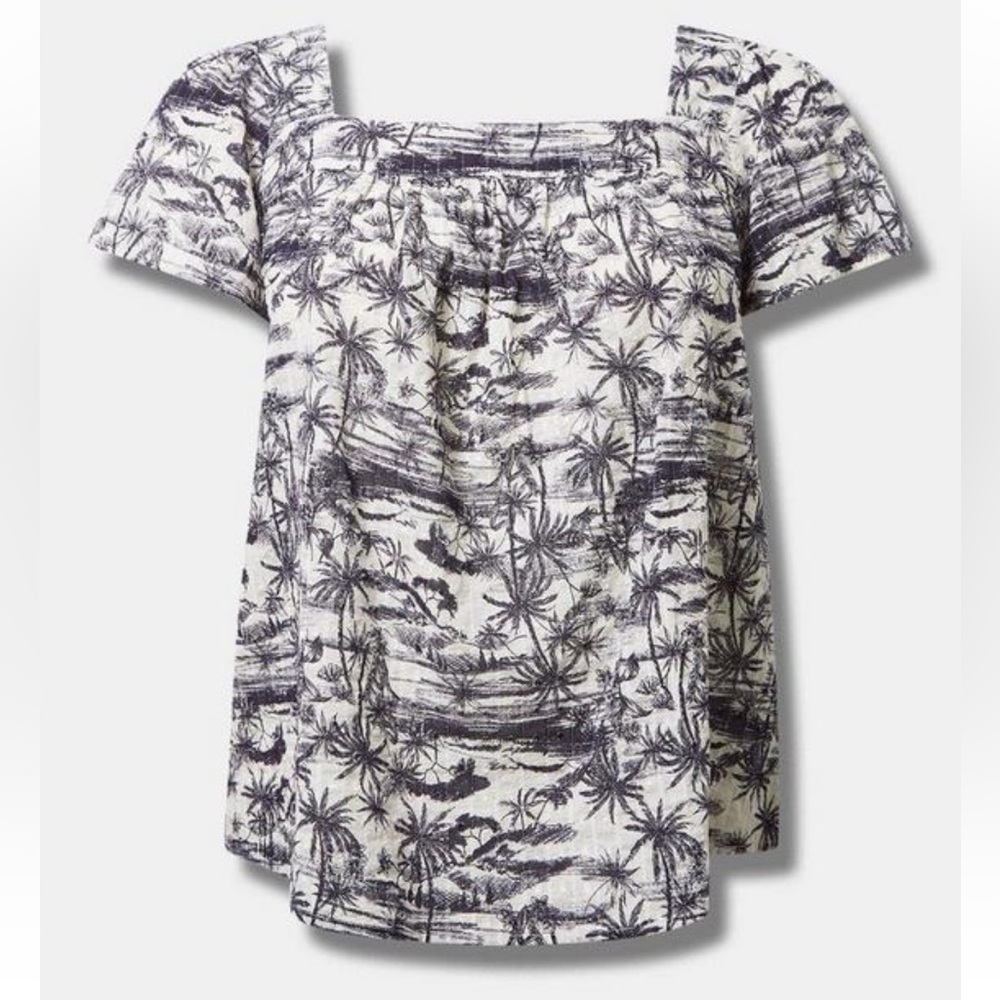 NWT torrid plus size 3 Clip Jacquard Square Neck Flutter Sleeve Top Jungle Toile